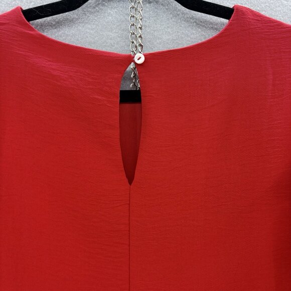 She+Sky Classic Accordion Pleated Double Ruffle SZ Large Bright‎ Red Dress NWT - Picture 4 of 8